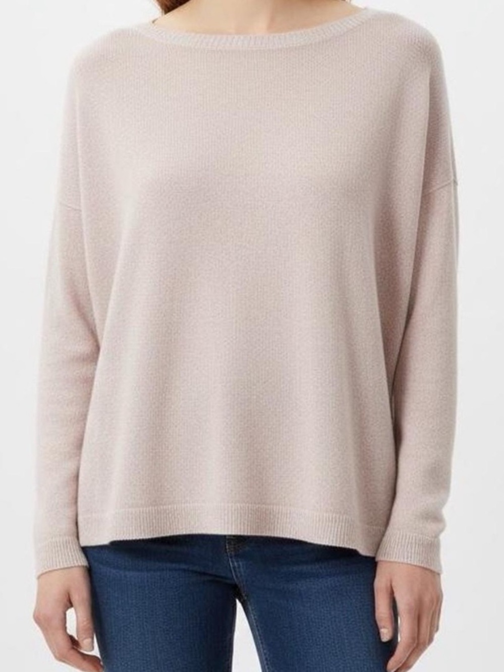 Eileen Fisher Round Neck Sweater Large Dusty Rose Pink Organic Linen Cotton